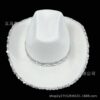 Wholesale Carnival White Silver Edge Sequins Denim Hat Sequins White Beaded Sequins Western Denim Hat Dick Cowboy