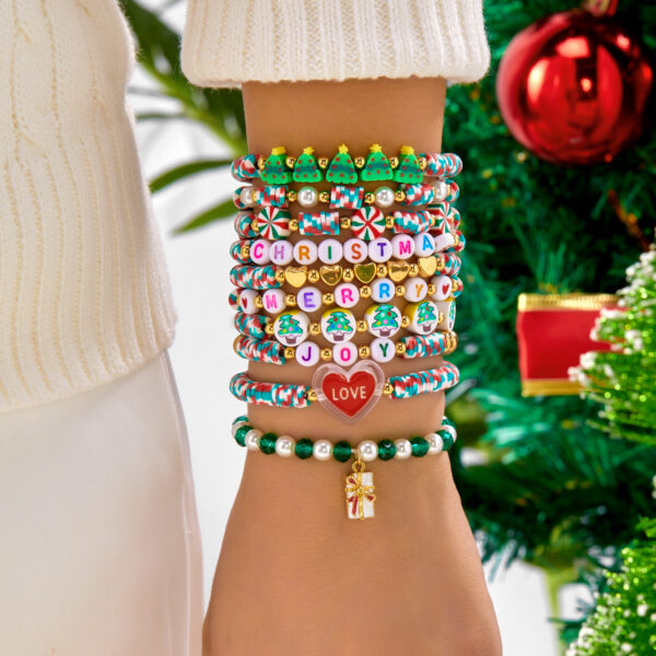 oly-b9df234625e75815ce6edcbf0759054a Wholesale Christmas 10-piece Letter Elastic Beaded Bracelet