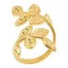 Wholesale PVD Coated Real Gold Plated 18K Gold Leaves 304 Stainless Steel Simple Style Waterproof Non Tarnish Open Rings