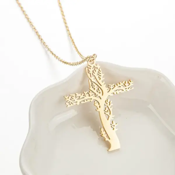 Wholesale Jewelry Fashion Cross 201 Stainless Steel 18K Gold Plated Plating Stainless Steel Necklaces