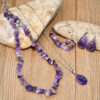 Wholesale Bohemian 4 Piece Set Water Drop Natural Stone Necklace Earrings Amethyst Tiger Eye Stone Gravel Jewelry suit