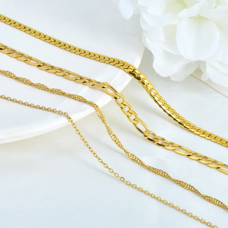 Wholesale PVD Coated Real Gold Plated Geometric Titanium Steel Simple Style Waterproof Non Tarnish 304 Stainless Steel Necklace