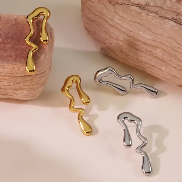 1 Pair Hip-Hop Novelty Classic Style Water Droplets 304 Stainless Steel Imitation Gold Electroplating Drop Earrings