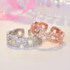 Wholesale Simple Style Solid Color Copper Plating Inlay Artificial Diamond Rings 1 Piece