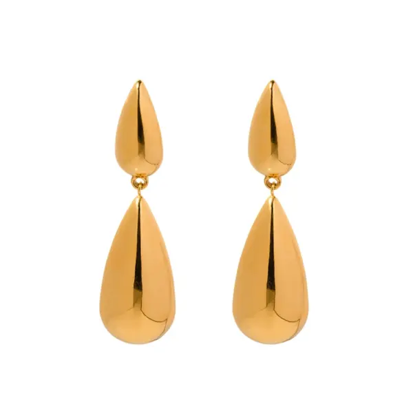 Wholesale 304 Stainless Steel Water Droplets PVD Coated 18K Gold Plated Simple Style Plating Gold Drop Earrings