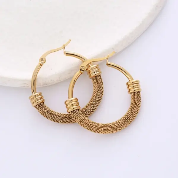 Wholesale Fashion Circle Plating 304 Stainless Steel 18K Gold Plated Stainless Steel Earrings