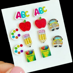 Wholesale Amazon Supply Teacher Zhou Xiaoqiao Fine Bright Crystal Earrings Apple Pencil Earrings Color Lead Sketchpad Earrings