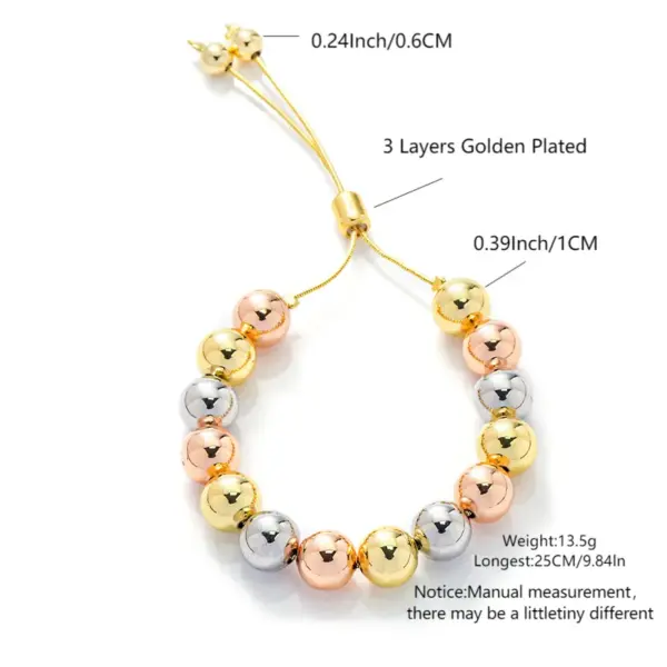 Wholesale Jewelry Simple Style Round Copper Drawstring Bracelets Ball Chain