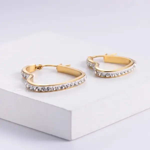 Wholesale PVD Coated Imitation Gold Heart 304 Stainless Steel Exaggerated Waterproof Non Tarnish Earrings