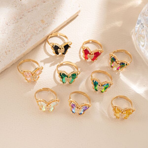 Wholesale Korean style sweet butterfly diamond ring for women ins trendy fashion personality light luxury niche design sense online celebrity ring