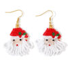 Wholesale Braided Santa Claus Head Earrings with White High-end Tassels