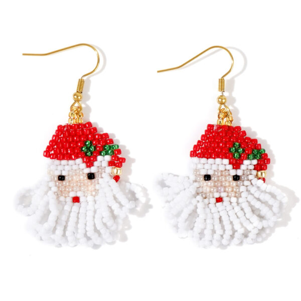 Wholesale Braided Santa Claus Head Earrings with White High-end Tassels