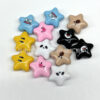 Wholesale Through-hole solid color facial expression print five-pointed star bead