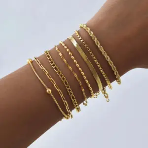 Wholesale Simple Style Solid Color 201 Stainless Steel Snake Chain Figaro Chain Chain Bracelet In Bulk