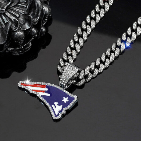 Wholesale Blue Drop Oil Team Hip Hop Pendant Full Diamond Cuban Necklace