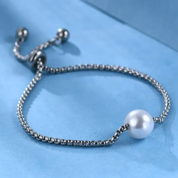 Wholesale New Style Titanium Steel Pearl Adjustable Bracelet