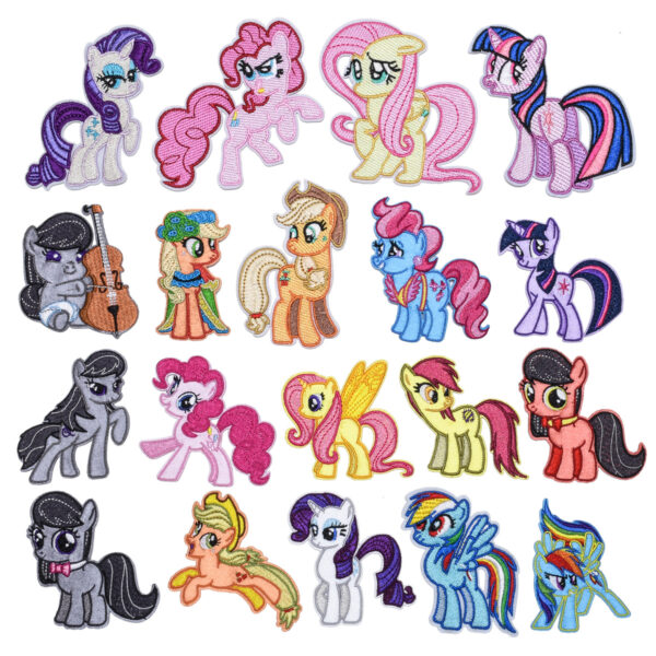 Wholesale Cartoon Embroidered Rainbow Cute Pony Series Fabric Applique