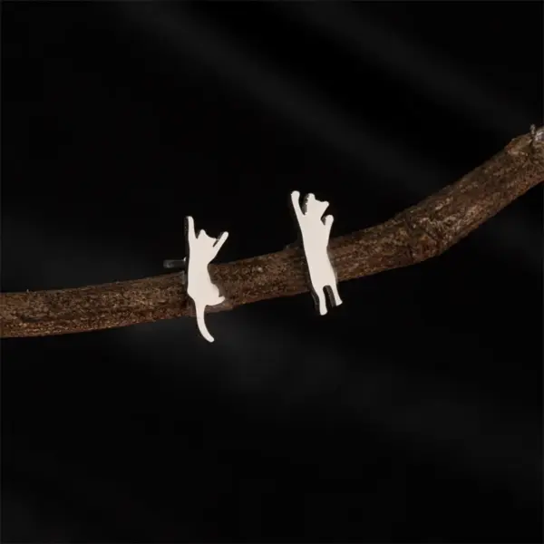 Wholesale PVD Coated 18K Gold Real Gold Plated Animal Cat 304 Stainless Steel Cute Basic Sweet Waterproof Non Tarnish Ear Studs