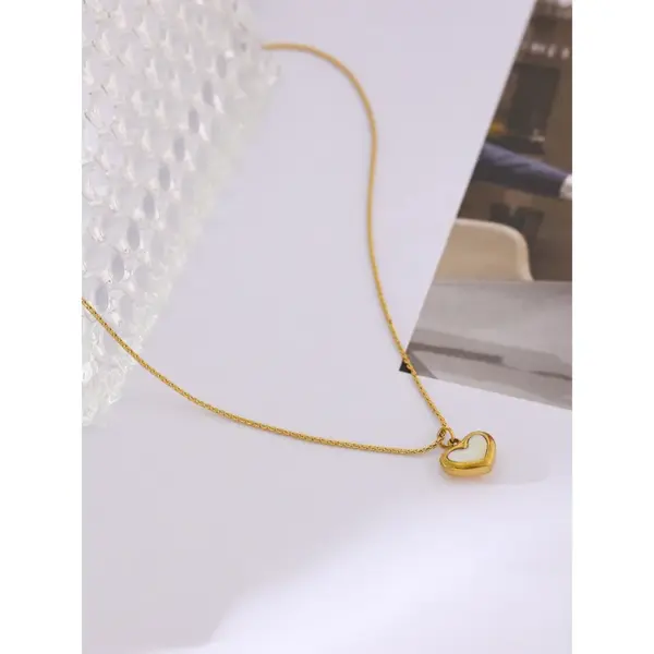 oly-ba2c7f4d1f81302f0eb85dedb13391f0 Wholesale Jewelry Sweet Heart Shape 304 Stainless Steel Acrylic 18K Gold Plated Inlay Stainless Steel Jewelry Sets