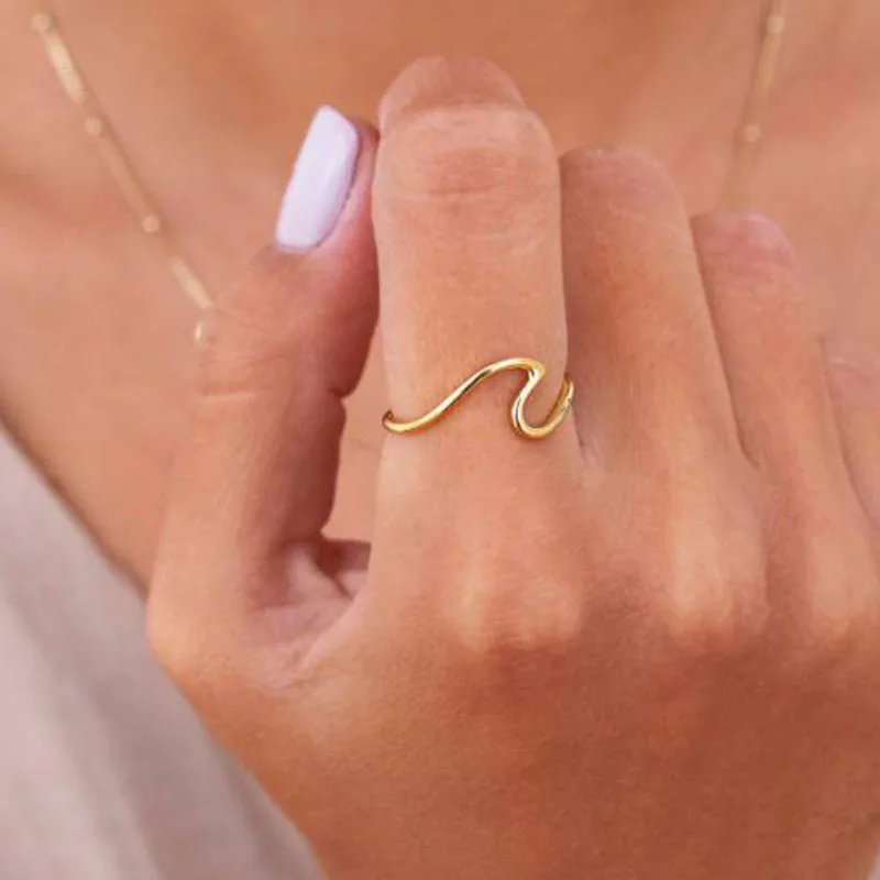 Wholesale Simple Style Solid Color Titanium Steel Plating 18k Gold Plated Rings
