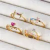 Wholesale Copper Inlay Heart Shape Butterfly Zircon Open Rings
