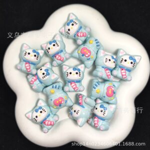 Kitty with Fish in Blue