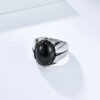 Wholesale Cross-border European and American Retro Tiger Eye Titanium Steel Ring Men's Oval Egg-shaped Black Gem Stainless Steel Bracelet