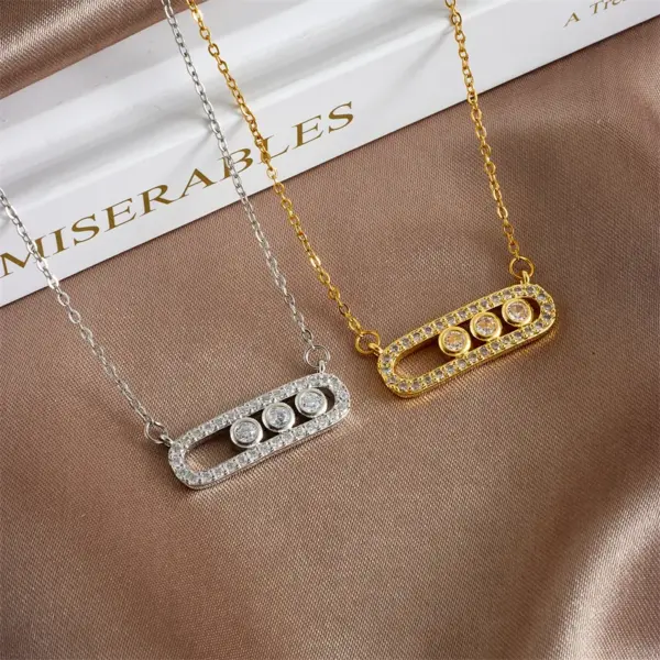 Wholesale 304 Stainless Steel Copper Paper Clip Pendant Necklace