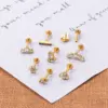1 Piece Lip Rings Fashion Geometric Pure Titanium Plating Zircon