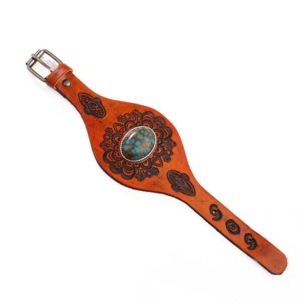 oly-ba3e3a521e2a792146d2dda38058866f Wholesale Genuine Leather Bracelet, First-Layer Cowhide Genuine Leather Inlaid with Blue Turquoise Retro Pattern