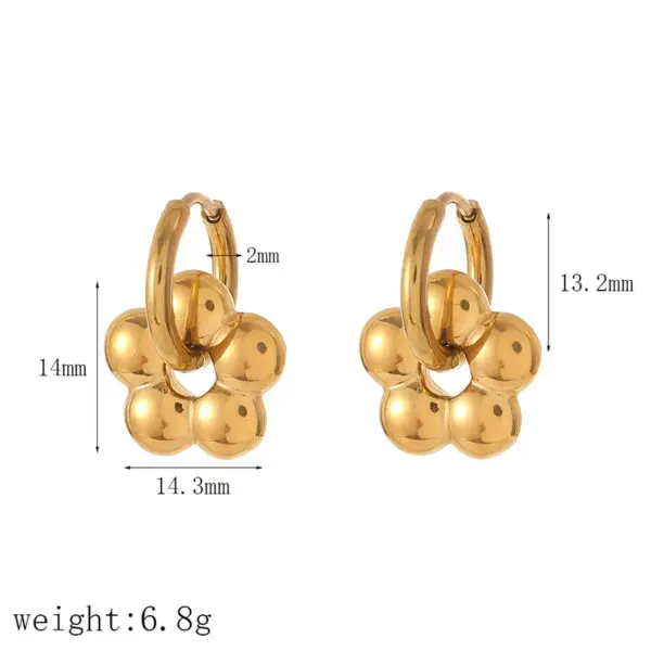 Wholesale PVD Coated Real Gold Plated 18K Gold Flower 304 Stainless Steel IG Style Sweet Waterproof Non Tarnish Earrings