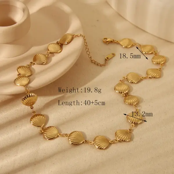 Wholesale Jewelry IG Style Commute Shell 304 Stainless Steel 18K Gold Plated Three-Dimensional Bracelets Necklace