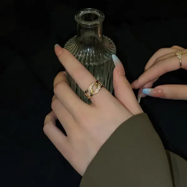 Fashion Heart Shape Flower Bow Knot Copper Zircon Open Ring In Bulk