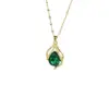 Wholesale Fairy Style Water Droplets Titanium Steel Inlay Zircon Pendant Necklace