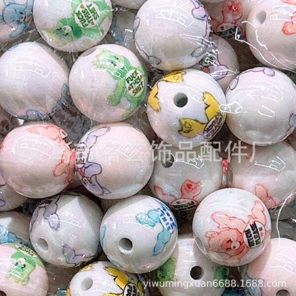 Wholesale diy16mm Printed Rugby Team Ball Beads