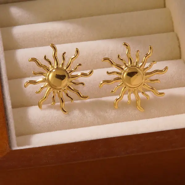 Wholesale 1 Pair Casual Vacation Streetwear Sun 304 Stainless Steel Imitation Gold Electroplating Ear Studs