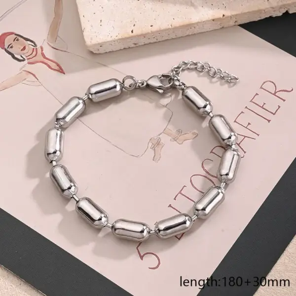 Wholesale Casual Modern Style Simple Style Round Solid Color 304 Stainless Steel Ball Chain Bracelets In Bulk