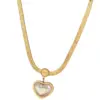 Wholesale Fashion Heart Shape Titanium Steel Inlay Pearl Earrings Necklace
