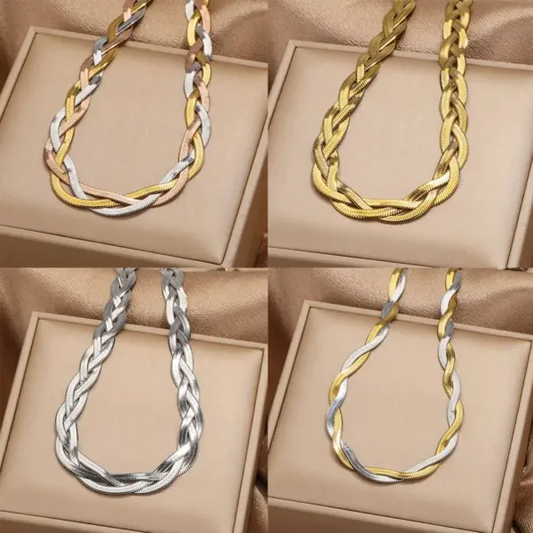 PVD Coated Real Gold Plated Geometric 304 Stainless Steel Casual Simple Style Waterproof Non Tarnish Bracelets Necklace