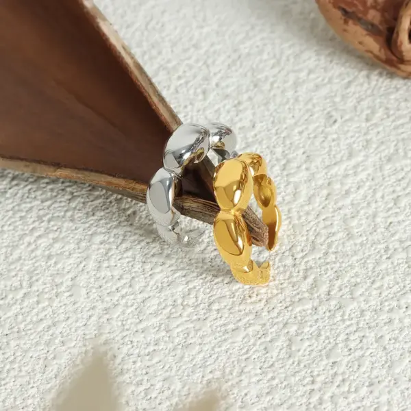 Wholesale 304 Stainless Steel C Shape PVD Coated 18K Gold Plated Real Gold Plated Simple Style Waterproof Non Tarnish Plating Open Rings