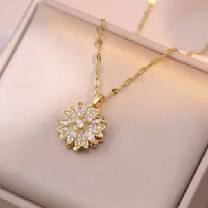 X2448 Rotating Zircon Necklace [With Pendant]