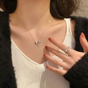 Chessboard Bow Necklace