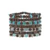 Wholesale Vintage wooden and stone beaded 7-piece bracelet