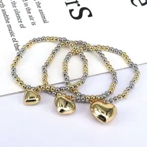 Wholesale Fashion Heart Shape Copper Gold Plated Bracelets In Bulk