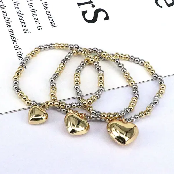 Wholesale Fashion Heart Shape Copper Gold Plated Bracelets In Bulk