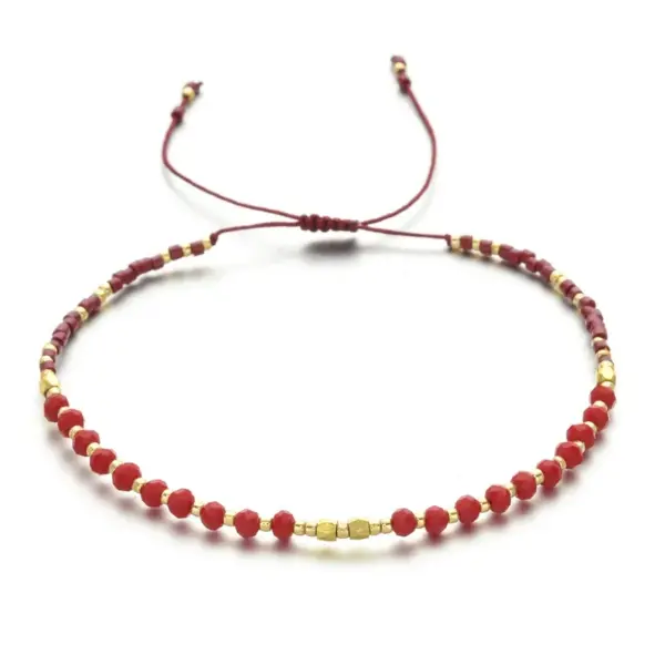 Wholesale Bohemian Solid Color Natural Stone Drawstring Bracelets