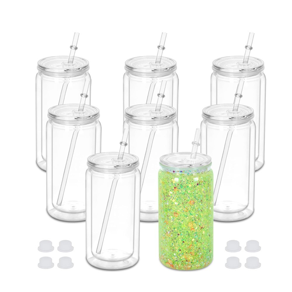Wholesale 16oz Double Layer Mason Jar Sublimation Plastic C Snier C Water C Printed Milk C