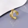 Wholesale 304 Stainless Steel Solid Color PVD Coated 18K Real Gold Plated Simple Style Waterproof Non Tarnish Plating Gold Open Rings