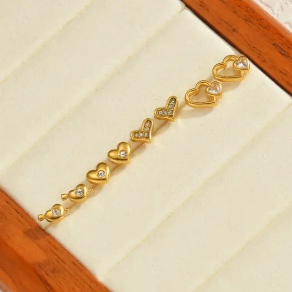 Wholesale 1 Pair IG Style Heart Shape Plating 304 Stainless Steel Zircon Ear Studs