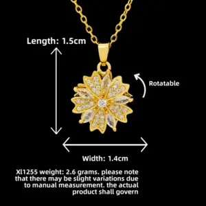XL1255 Rotating Multi-Petal Flower Necklace / Gold